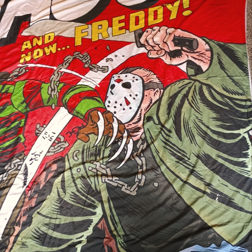 Freddy and Jason cartoon animation blanket